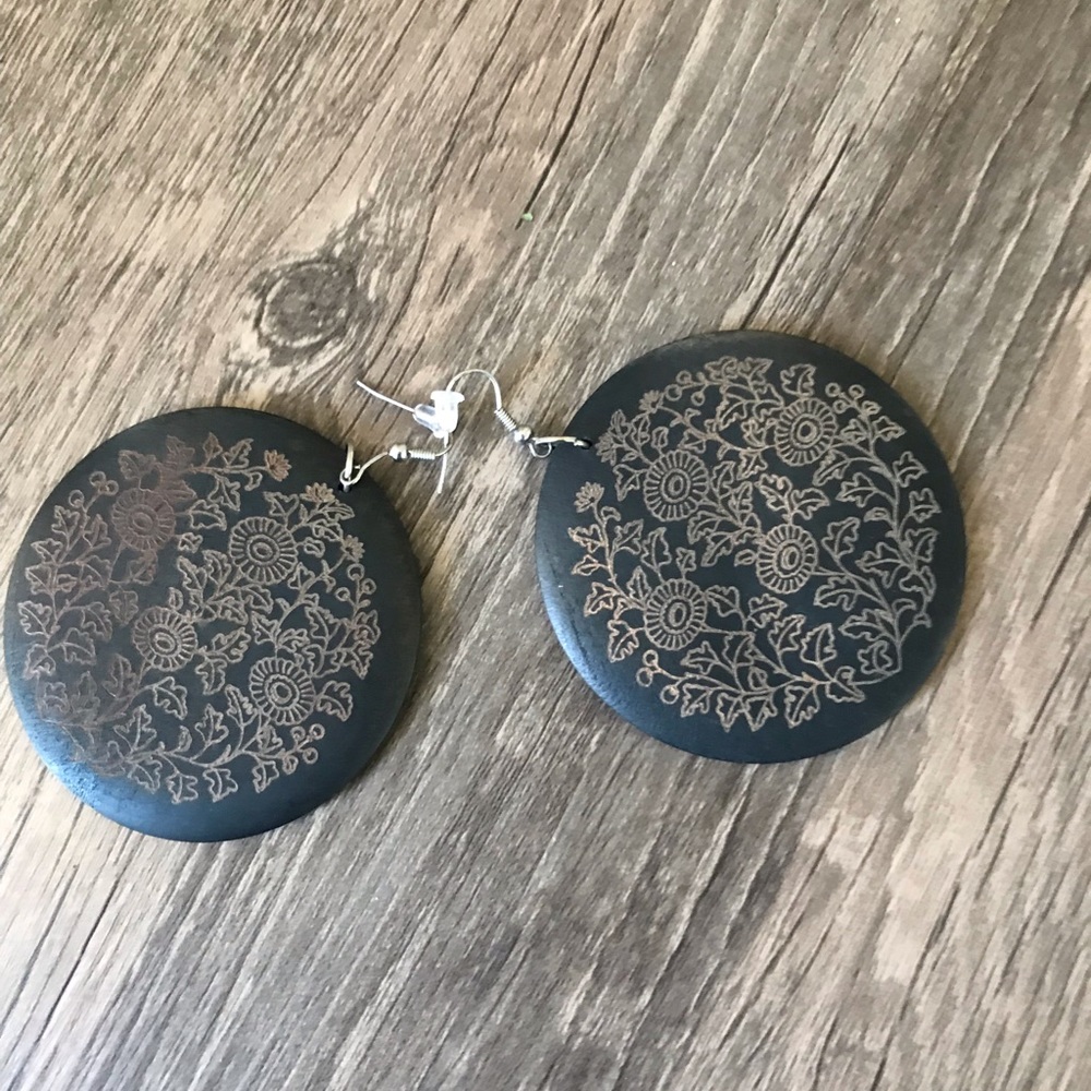 Wooden Medallion Earrings